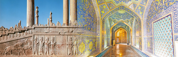 Persepolis, Feststadt der Achämeniden mit prachtvollen Reliefs © Mag. Peter Bruder | Isfahan, Sheikh Lotfollah Moschee © JPAaron/Fotolia.com